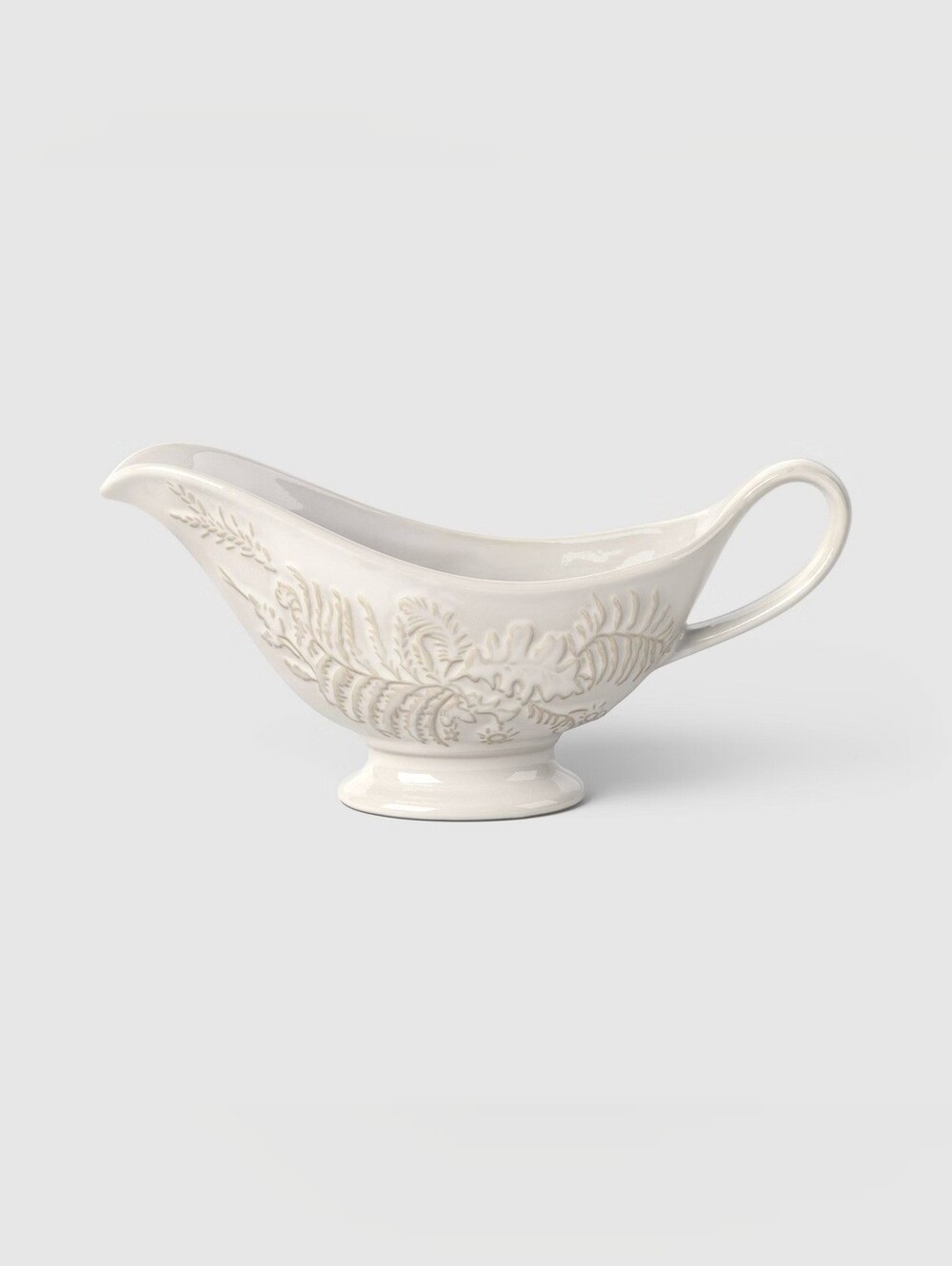 Stoneware Embossed Gravy boat Ivory - Threshold